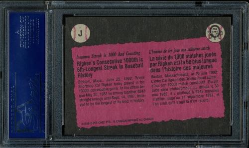 1989 O-Pee-Chee Box Bottoms #J Cal Ripken PSA 10 #17318891 - Back