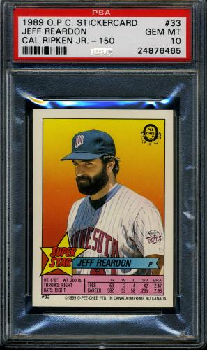 1989 O-Pee-Chee Stickercard #33 J. Reardon/C. Ripken, Jr. #150 PSA 10 #24876465