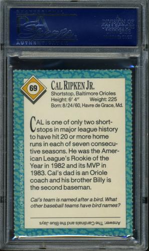 1989 Sports Illustrated For Kids #69 Cal Ripken PSA 10 #22096529 - Back