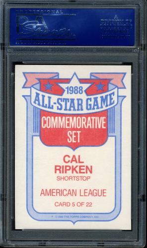 1989 Topps Glossy All-Stars #5 Cal Ripken [* print designation] PSA 10 #15590557 - Back