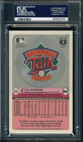 1989 Topps Baseball Talk/LJN #77 Cal Ripken PSA 10 #25622034 - Back