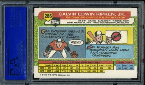 1989 Topps Big #286 Cal Ripken [* print designation] PSA 10 #11788789 - Back