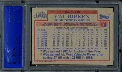 1989 Topps Cap'n Crunch #6 Cal Ripken PSA 10 #11788790 - Back