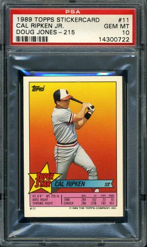 1989 Topps Stickercard #11 C. Ripken, Jr./D. Jones #215 PSA 10 #14300722