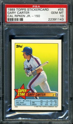 1989 Topps Stickercard #55 G. Carter/C. Ripken, Jr. #150 PSA 10 #22391143