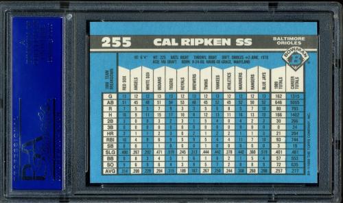 1990 Bowman Tiffany #255 Cal Ripken PSA 10 #90330474 - Back