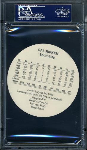 1990 Cadaco Ellis Discs Cal Ripken PSA 10 #22137127 - Back
