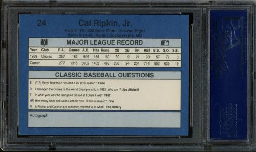 1990 Classic Blue #24 Cal Ripken PSA 10 #20543657 - Back