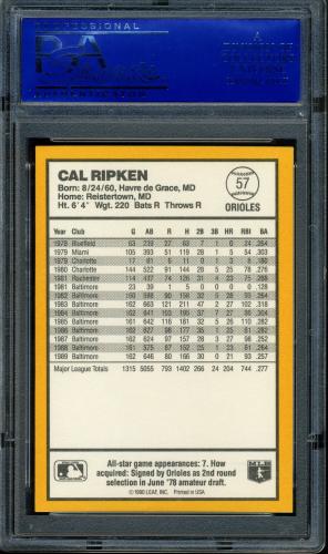 1990 Donruss Best AL #57 Cal Ripken PSA 10 #12137824 - Back