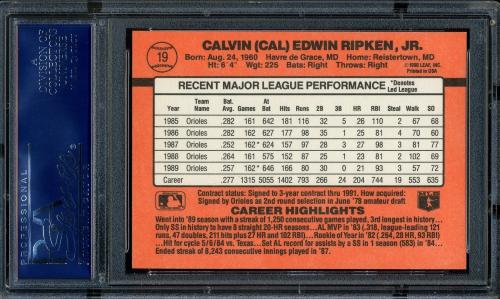 1990 Donruss Learning Series #19 Cal Ripken PSA 10 #16858324 - Back