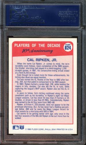 1990 Fleer #624 Cal Ripkin '83 ERR PSA 10 #19249555 - Back