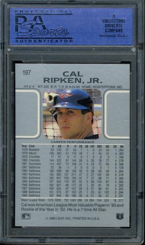 1990 Leaf #197 Cal Ripken PSA 10 #11319883 - Back