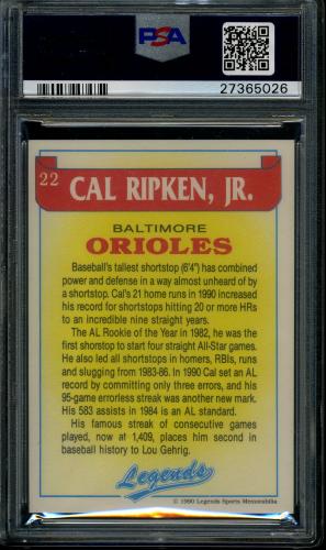 1990 Legends Magazine #22 Cal Ripken, Jr. PSA 10 #27365026 - Back