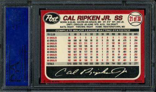 1990 Post #21 Cal Ripken PSA 10 #31827489 - Back