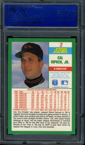 1990 Score #2 Cal Ripken PSA 10 #40502102 - Back