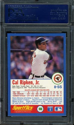 1990 Sportflics #100 Cal Ripken PSA 10 #19965346 - Back
