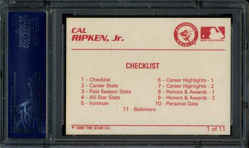 1990 Star Ripken #01 Cal Ripken, Jr. CL PSA 10 #21706591 - Back