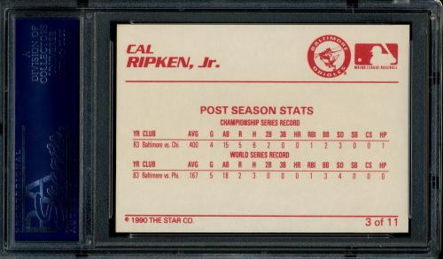 1990 Star Ripken #03 Cal Ripken, Jr.-Post Season Stats PSA 10 #21706594 - Back