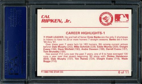 1990 Star Ripken #06 Cal Ripken, Jr.-Career Highlights - 1 PSA 10 #17656387 - Back