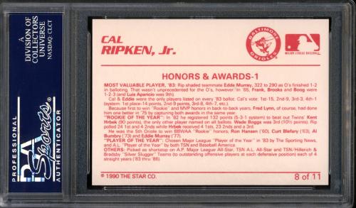 1990 Star Ripken Glossy #08 Cal Ripken, Jr.-Honors and Awards - 1 PSA 10 #24460934 - Back