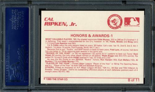1990 Star Ripken #08 Cal Ripken, Jr.-Honors and Awards - 1 PSA 10 #17656389 - Back