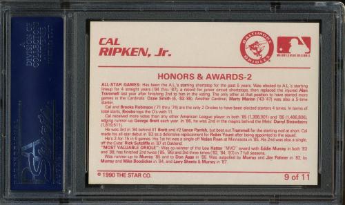 1990 Star Ripken #09 Cal Ripken, Jr.-Honors and Awards - 2 PSA 10 #21706589 - Back