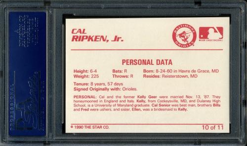 1990 Star Ripken #10 Cal Ripken, Jr.-Personal Data PSA 10 #17656391 - Back