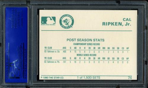 1990 Star Gold Edition #74 Cal Ripken Jr. PSA 10 #81318662 - Back