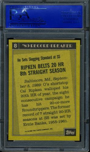 1990 Topps #008 Cal Ripken PSA 10 #12101212 - Back