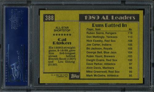 1990 Topps #388 Cal Ripken AS PSA 10 #16894496 - Back