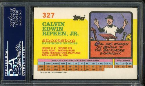 1990 Topps Big #327 Cal Ripken [F* print designation] PSA 10 #23320682 - Back