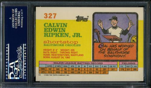 1990 Topps Big #327 Cal Ripken [E* print designation] PSA 10 #24463786 - Back