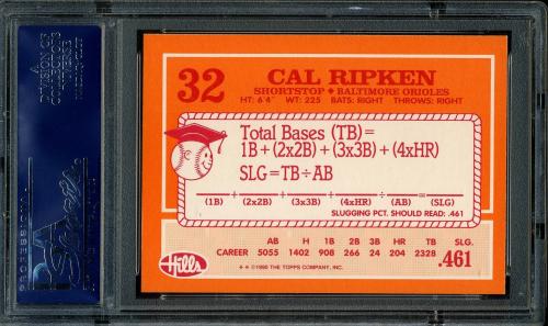 1990 Topps Hills Hit Men #32 Cal Ripken PSA 10 #19991794 - Back