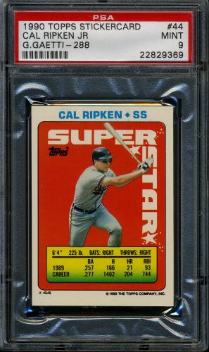 1990 Topps Sticker Backs #44 C. Ripken, Jr./Gaetti #288 PSA 9 #22829369