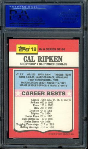 1990 Topps TV All-Stars #19 Cal Ripken PSA 10 #30980069 - Back