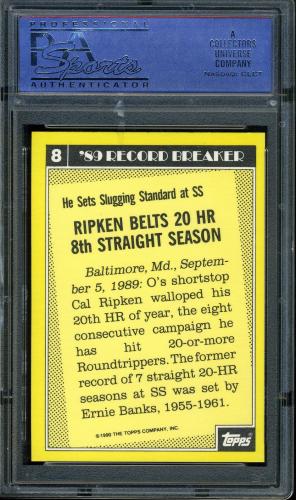 1990 Topps Tiffany #008 Cal Ripken PSA 10 #11375120 - Back