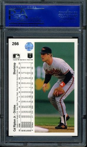 1990 Upper Deck #266 Cal Ripken [SS position centered in box] PSA 10 #11669134 - Back