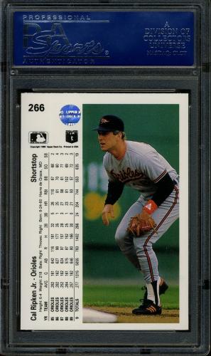 1990 Upper Deck #266 Cal Ripken [SS position printed lower in box] PSA 10 #16544196 - Back
