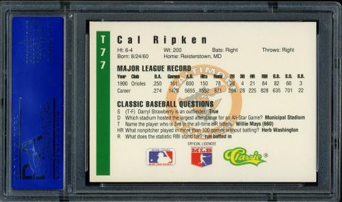 1991 Classic III #T77 Cal Ripken PSA 10 #11788822 - Back