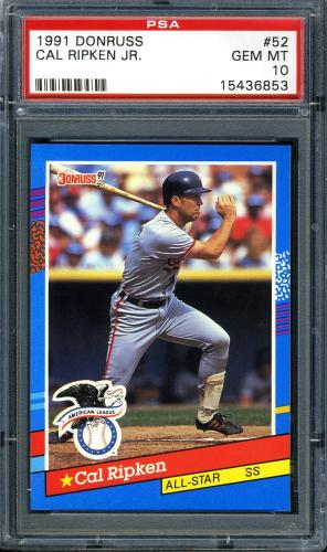 1991 Donruss #052 Cal Ripken AS [Period after INC - Border variation #1] PSA 10 #15436853