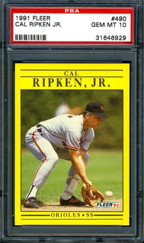 1991 Fleer #490 Cal Ripken [Cropping variation #1] PSA 10 #31646929