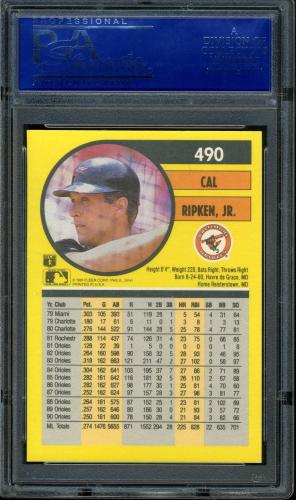 1991 Fleer #490 Cal Ripken [Cropping variation #1] PSA 10 #31646929 - Back