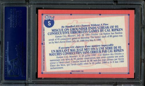 1991 O-Pee-Chee #005 Cal Ripken PSA 10 #20614019 - Back