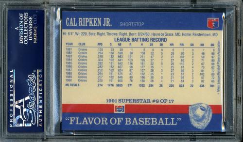 1991 Pepsi Superstar #8 Cal Ripken PSA 10 #24640926 - Back