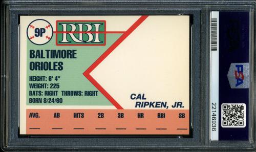 1991 RBI Magazine Prototype #9P Cal Ripken, Jr. PSA 10 #22146936 - Back