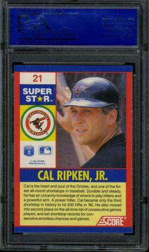 1991 Score 100 Superstars #21 Cal Ripken PSA 10 #81363286 - Back