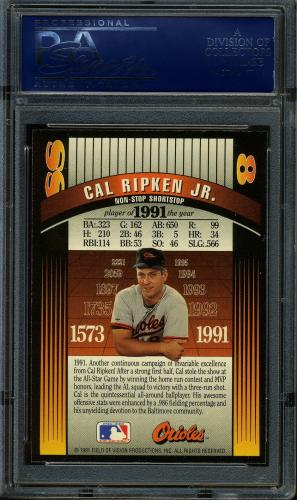 1991 SilverStar Holograms #4 Cal Ripken-(September& 1991: Cal-went on a rampa PSA 10 #15643525 - Back