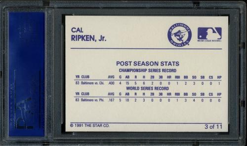 1991 Star #03 Cal Ripken Jr. PSA 10 #14783927 - Back