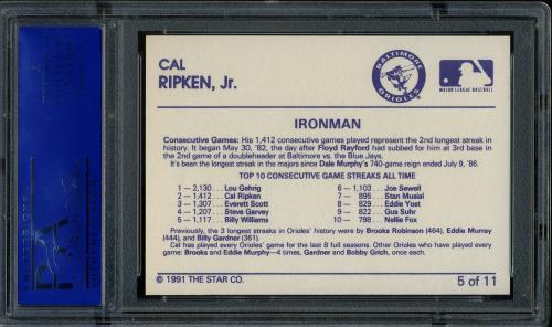 1991 Star #05 Cal Ripken Jr. PSA 9 #11786507 - Back