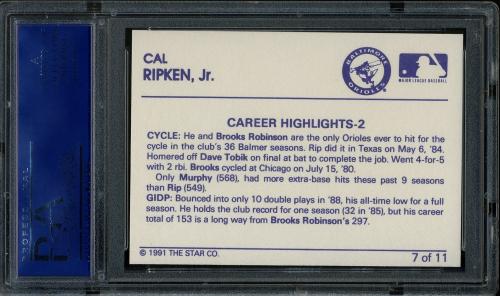 1991 Star #07 Cal Ripken Jr. PSA 10 #14783928 - Back
